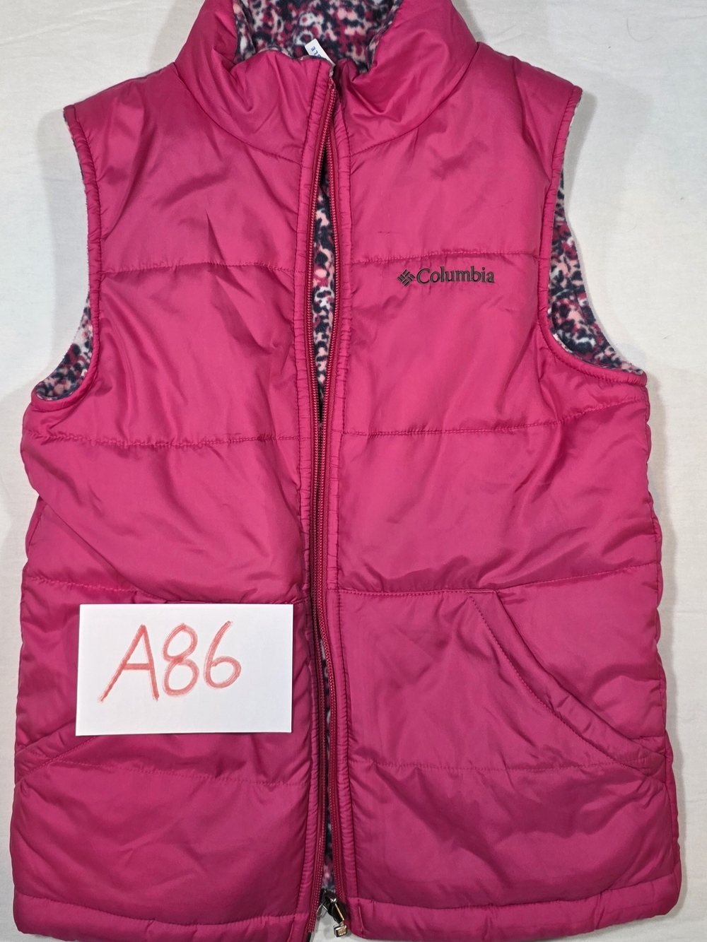 Columbia Kids Reversible Fleece with Pink and Black Leopard Print